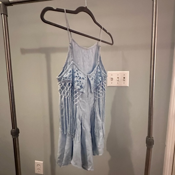 Light Blue Fringe Romper - Picture 5 of 6